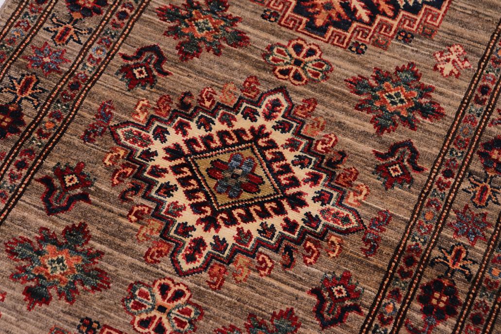 handmade Geometric Super Kazak Gray Gray Hand-made RUNNER 100% WOOL area rug 2x10