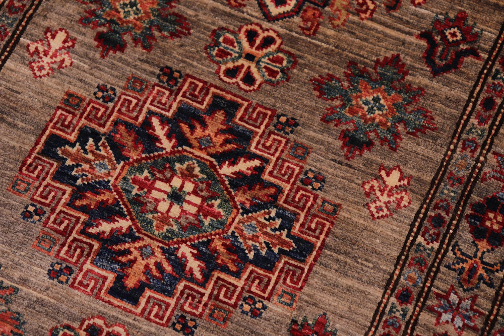 handmade Geometric Super Kazak Gray Gray Hand Knotted RUNNER 100% WOOL area rug 3' x 10'