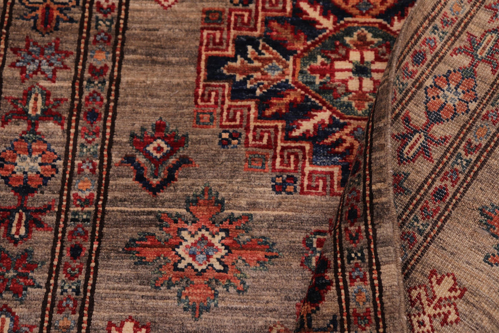 handmade Geometric Super Kazak Gray Gray Hand Knotted RUNNER 100% WOOL area rug 3' x 10'
