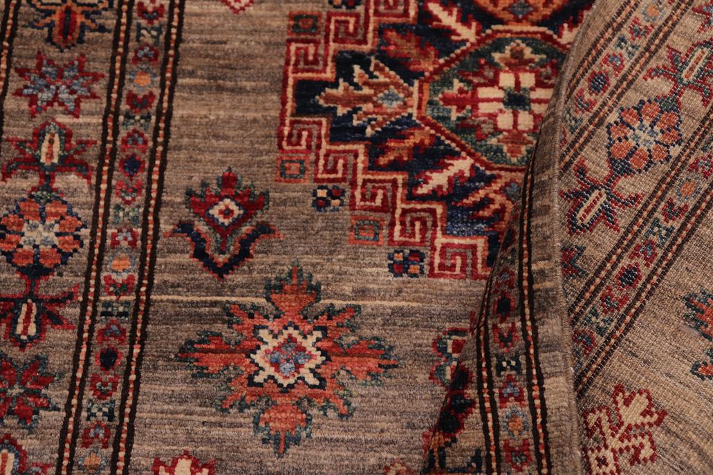 handmade Geometric Super Kazak Gray Gray Hand-made RUNNER 100% WOOL area rug 2x10