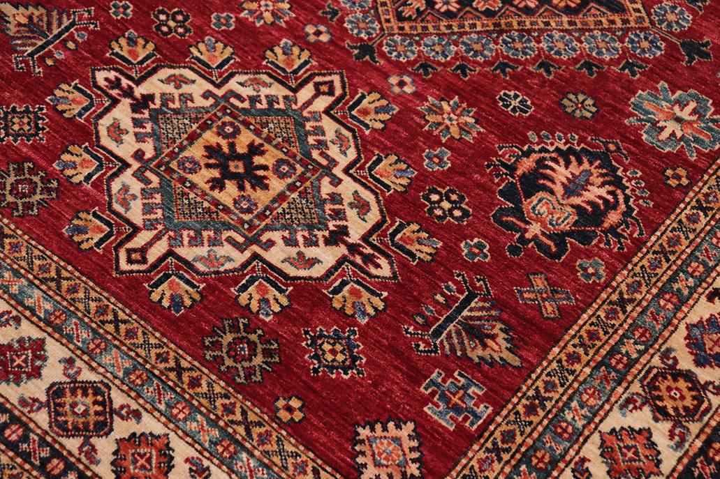 handmade Geometric Super Kazak Red Beige Hand-made RECTANGLE 100% WOOL area rug 5x7
