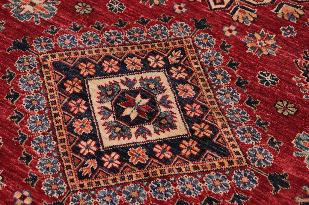 handmade Geometric Super Kazak Red Beige Hand-made RECTANGLE 100% WOOL area rug 5x7