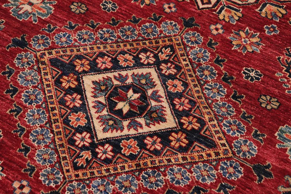 handmade Geometric Super Kazak Red Beige Hand-made RECTANGLE 100% WOOL area rug 5x7