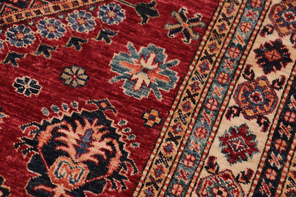 handmade Geometric Super Kazak Red Beige Hand-made RECTANGLE 100% WOOL area rug 5x7