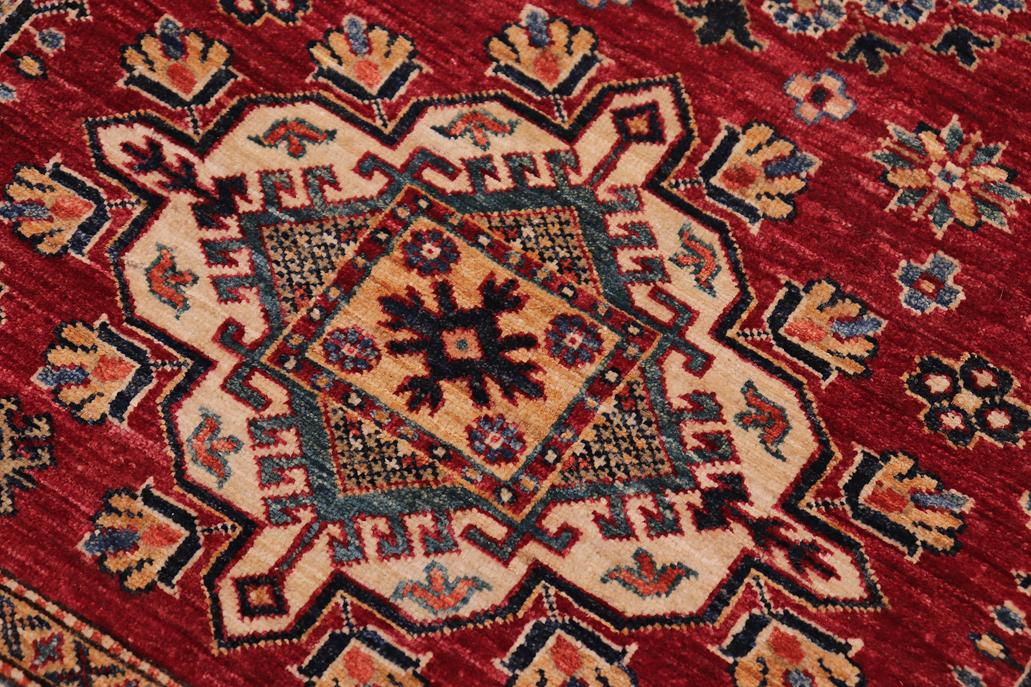 handmade Geometric Super Kazak Red Beige Hand-made RECTANGLE 100% WOOL area rug 5x7