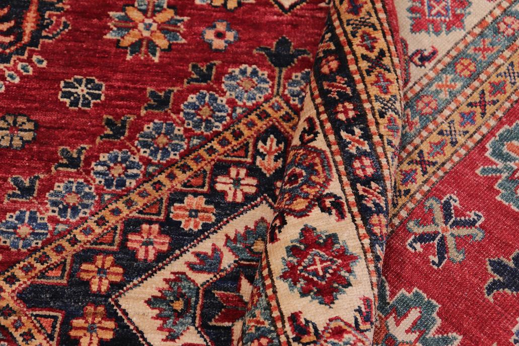 handmade Geometric Super Kazak Red Beige Hand-made RECTANGLE 100% WOOL area rug 5x7