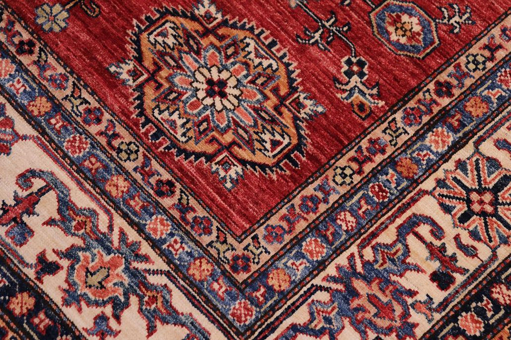 handmade Geometric Super Kazak Red Beige Hand-made RECTANGLE 100% WOOL area rug 6x8