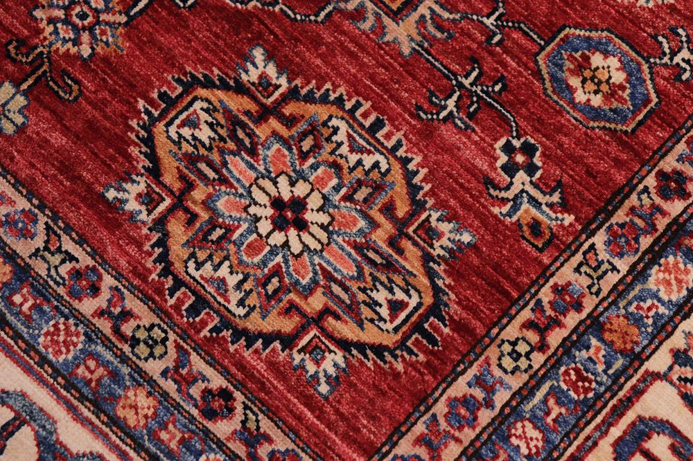 handmade Geometric Super Kazak Red Beige Hand-made RECTANGLE 100% WOOL area rug 6x8