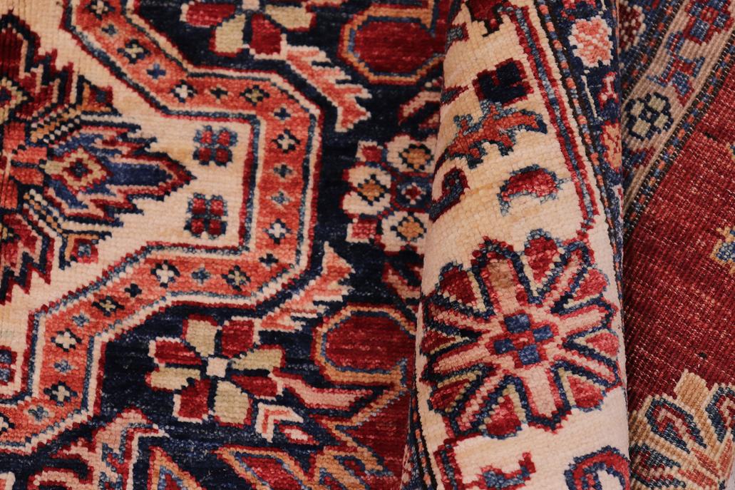 handmade Geometric Super Kazak Red Beige Hand-made RECTANGLE 100% WOOL area rug 6x8
