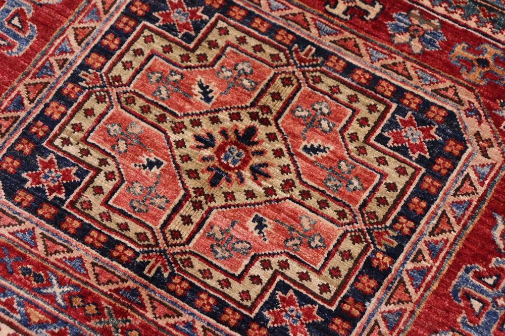 handmade Geometric Super Kazak Red Beige Hand-made RECTANGLE 100% WOOL area rug 5x7