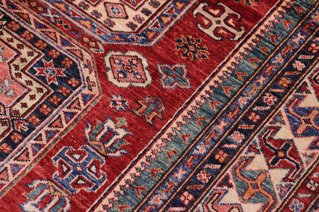 handmade Geometric Super Kazak Red Beige Hand-made RECTANGLE 100% WOOL area rug 5x7