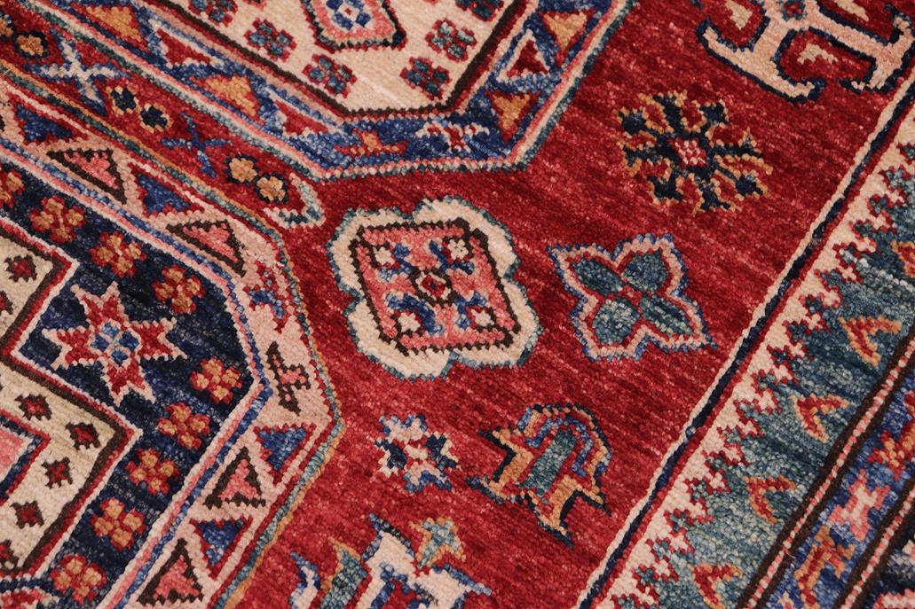 handmade Geometric Super Kazak Red Beige Hand-made RECTANGLE 100% WOOL area rug 5x7