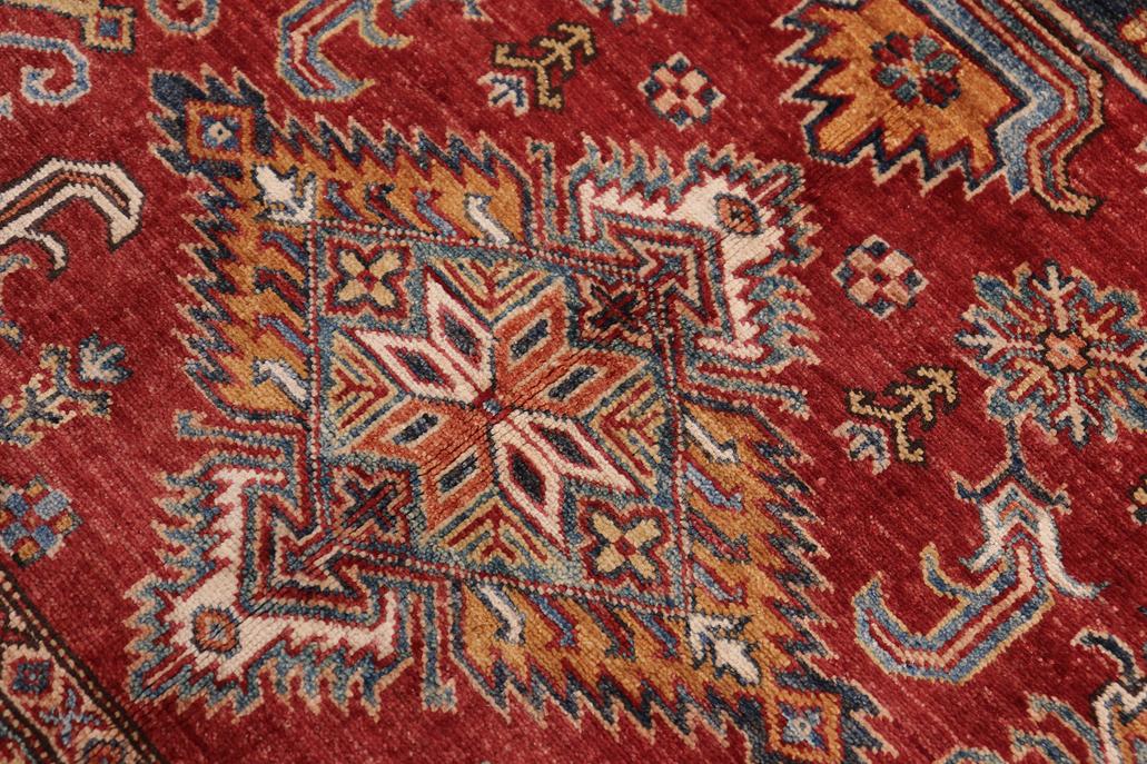 handmade Geometric Super Kazak Red Beige Hand-made SQUARE 100% WOOL area rug 5x6