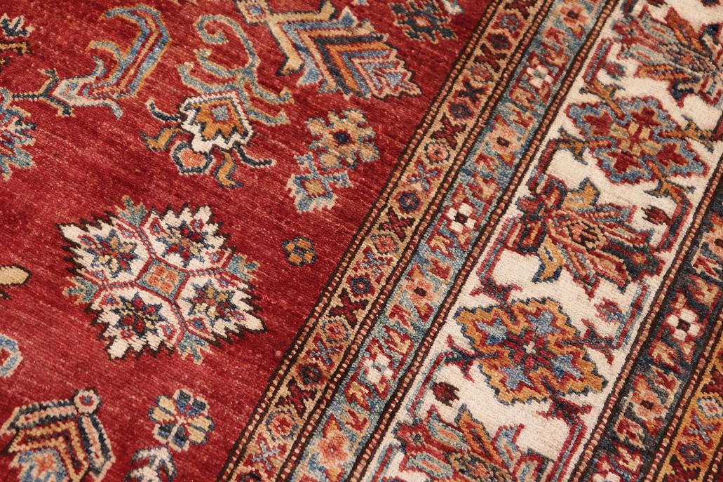 handmade Geometric Super Kazak Red Beige Hand-made SQUARE 100% WOOL area rug 5x6