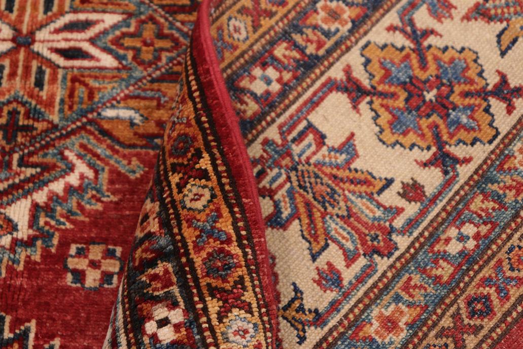 handmade Geometric Super Kazak Red Beige Hand-made SQUARE 100% WOOL area rug 5x6