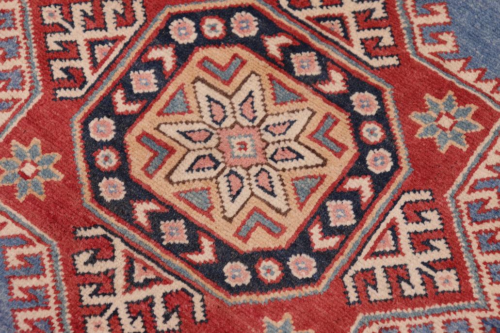 handmade Geometric Kazak Lt. Blue Beige Hand-made RECTANGLE 100% WOOL area rug 10' x 13'
