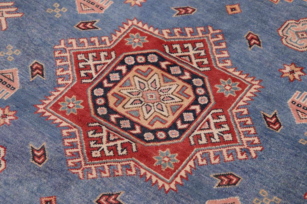 handmade Geometric Kazak Lt. Blue Beige Hand-made RECTANGLE 100% WOOL area rug 10' x 13'