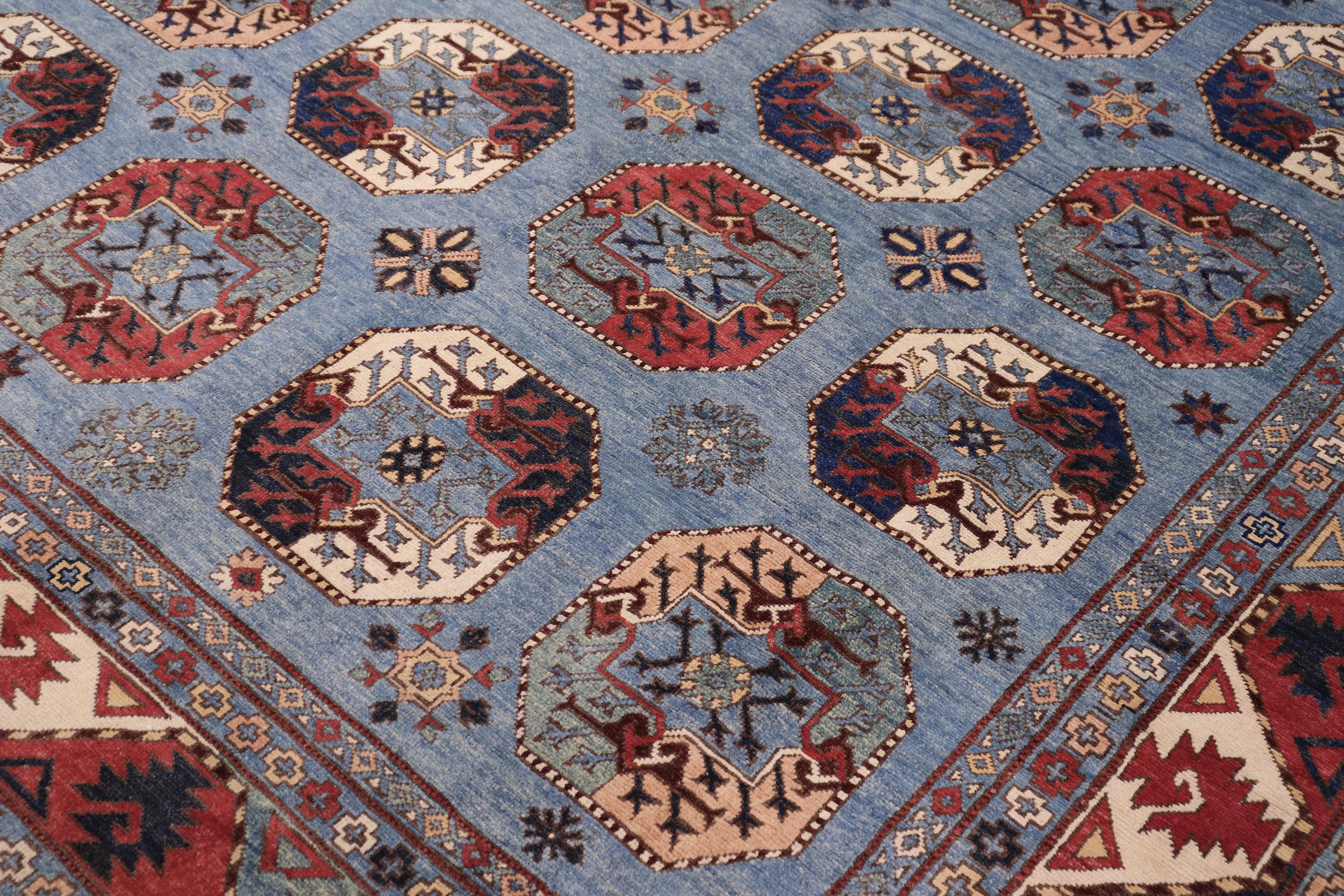 handmade Transitional Sarapi Lt. Blue Beige Hand-made RECTANGLE 100% WOOL area rug 8' x 10'