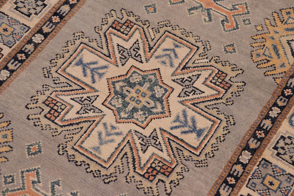 handmade Geometric Kazak Gray Beige Hand-made RUNNER 100% WOOL area rug 3x10