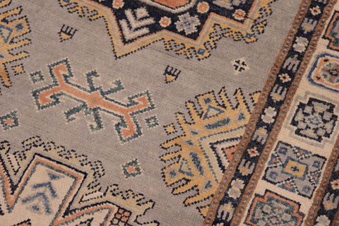 handmade Geometric Kazak Gray Beige Hand-made RUNNER 100% WOOL area rug 3x10