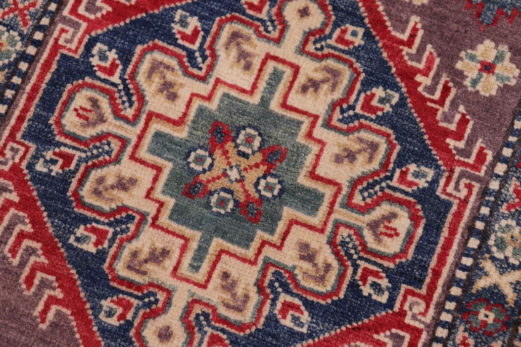 handmade Geometric Kazak Gray Beige Hand-made RUNNER 100% WOOL area rug 3x8