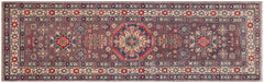 handmade Geometric Kazak Gray Beige Hand-made RUNNER 100% WOOL area rug 3x8