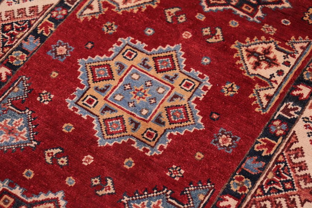 handmade Geometric kazak Red Beige Hand-made RUNNER 100% WOOL area rug 3x10