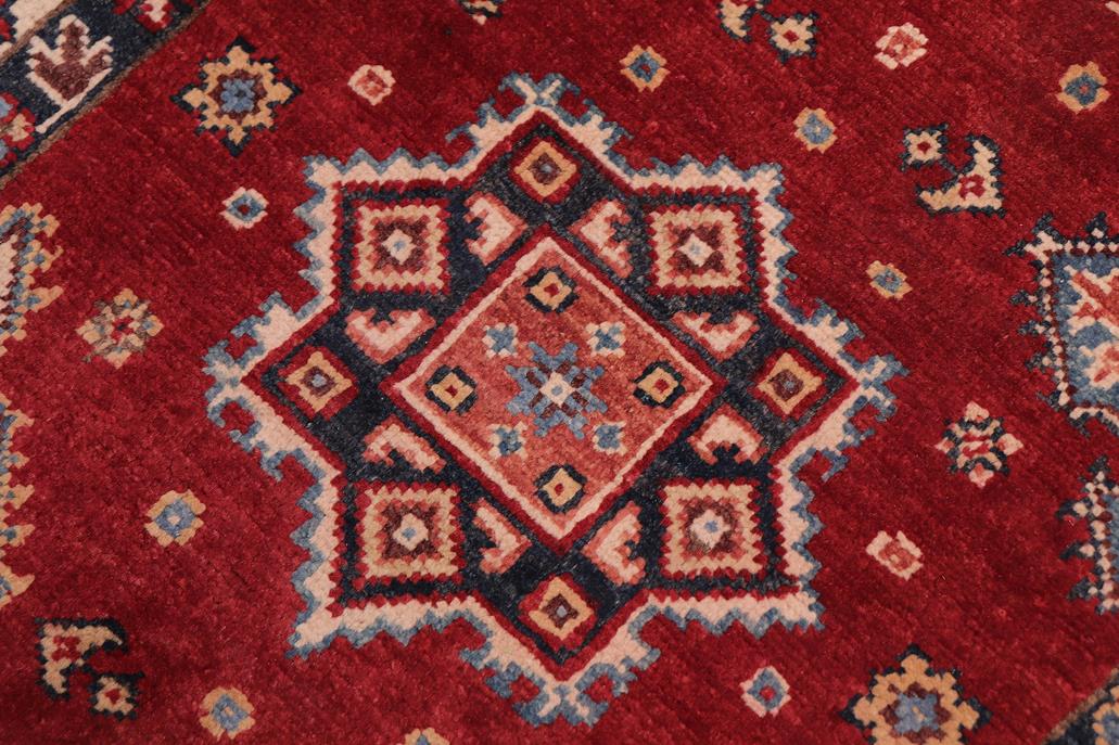 handmade Geometric kazak Red Beige Hand-made RUNNER 100% WOOL area rug 3x10