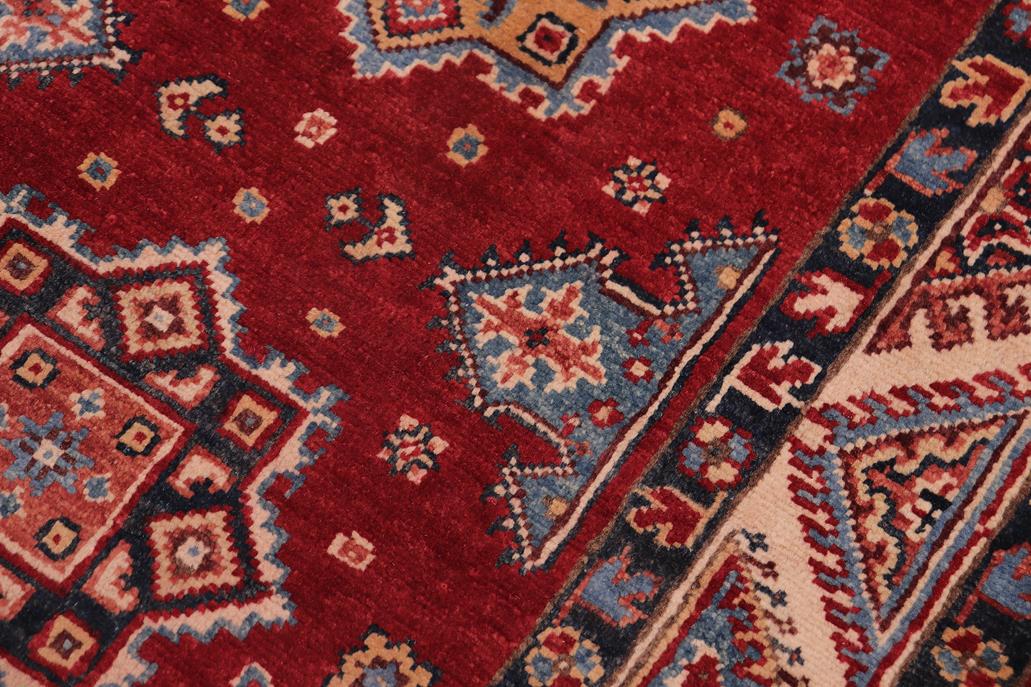 handmade Geometric kazak Red Beige Hand-made RUNNER 100% WOOL area rug 3x10