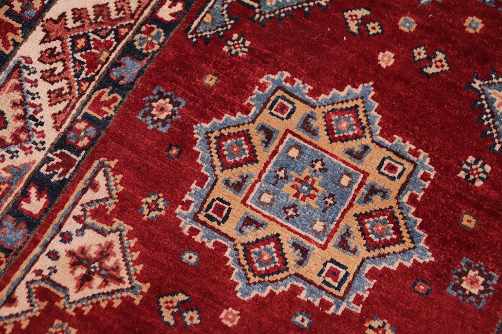 handmade Geometric kazak Red Beige Hand-made RUNNER 100% WOOL area rug 3x10