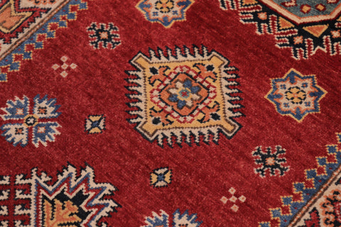 handmade Geometric Super Kazak Red Beige Hand Knotted RUNNER 100% WOOL area rug 3' x 8'