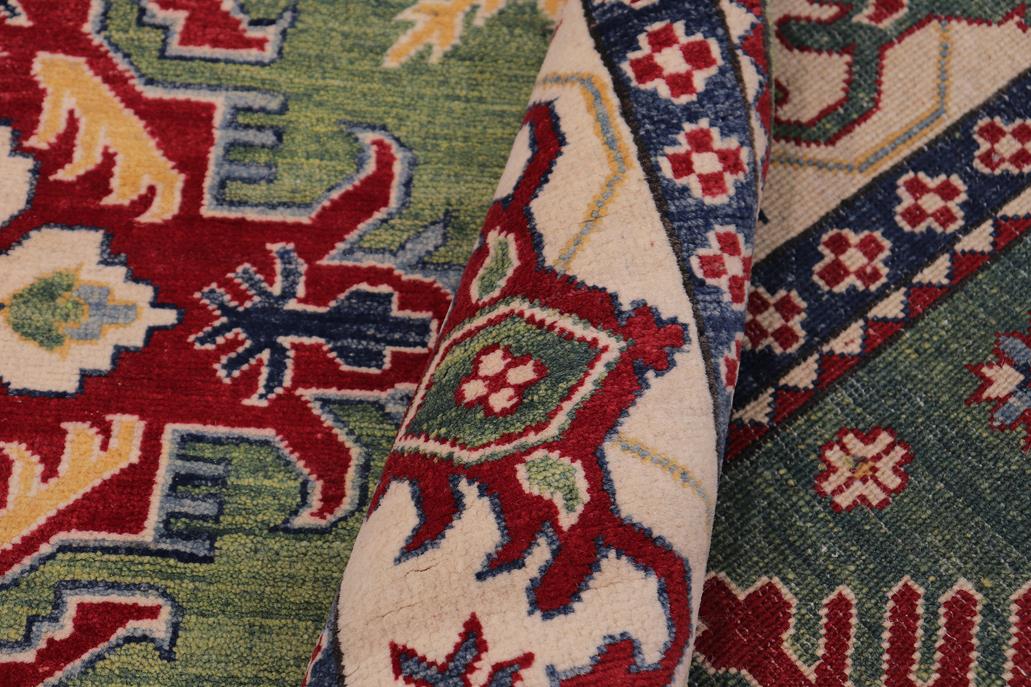 handmade Geometric Kazak Lt. Green Beige Hand-made RECTANGLE 100% WOOL area rug 8' x 9'