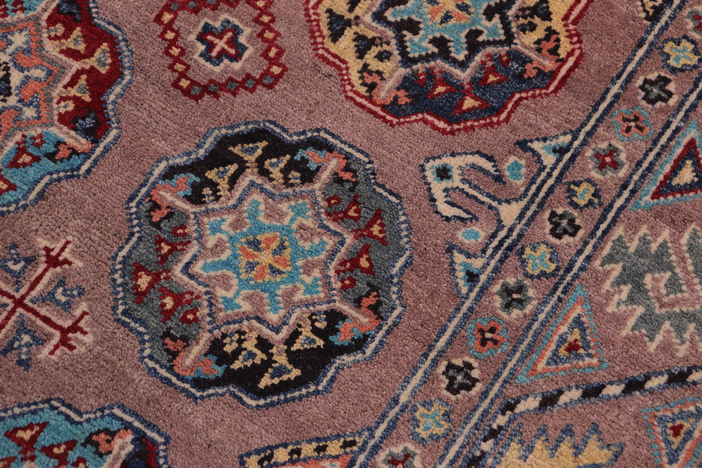 handmade Geometric Kazak Light Purpl Light Purpl Hand-made RECTANGLE 100% WOOL area rug 3'X5'