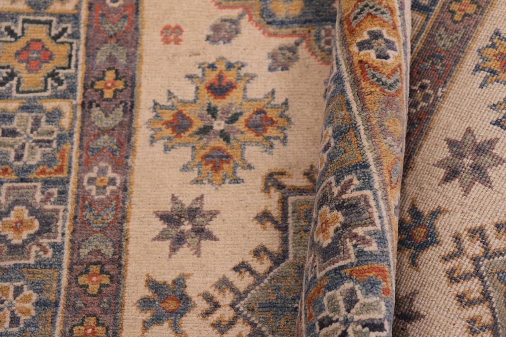 handmade Geometric Kazak Beige Lt. Blue Hand-made RECTANGLE 100% WOOL area rug 3' x 5'