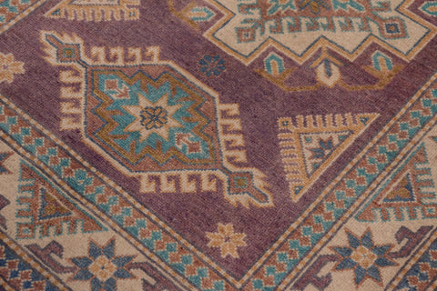 handmade Geometric Kazak Light Purpl Beige Hand-made RECTANGLE 100% WOOL area rug 3'X5'