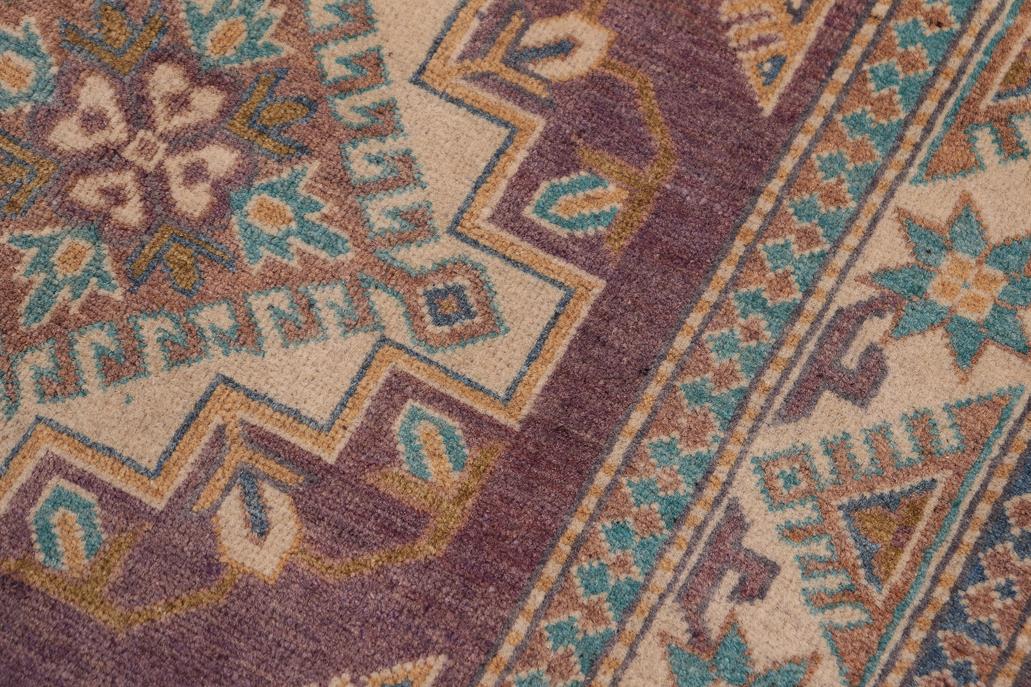 handmade Geometric Kazak Light Purpl Beige Hand-made RECTANGLE 100% WOOL area rug 3' x 5'