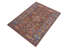 handmade Geometric Kazak Gray Lt. Blue Hand-made RECTANGLE 100% WOOL area rug 3' x 5'