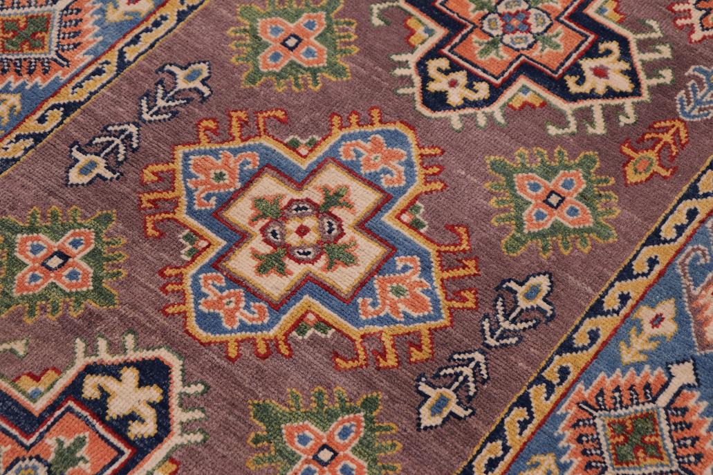 handmade Geometric Kazak Gray Lt. Blue Hand-made RECTANGLE 100% WOOL area rug 3' x 5'