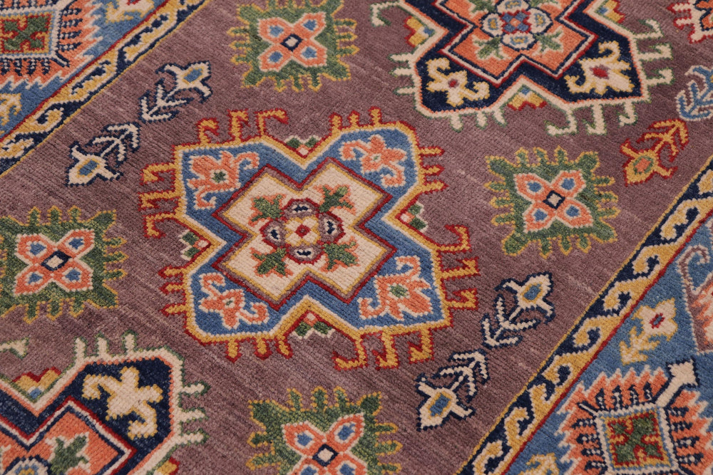 handmade Geometric Kazak Gray Lt. Blue Hand-made RECTANGLE 100% WOOL area rug 3'X5'