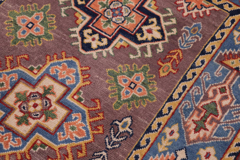 handmade Geometric Kazak Gray Lt. Blue Hand-made RECTANGLE 100% WOOL area rug 3'X5'