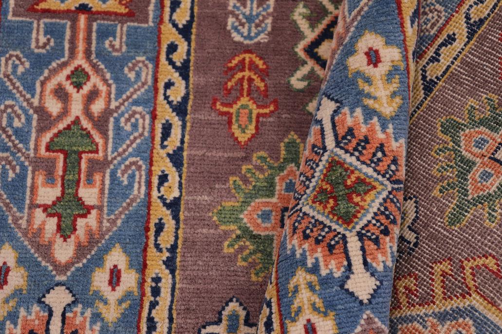 handmade Geometric Kazak Gray Lt. Blue Hand-made RECTANGLE 100% WOOL area rug 3' x 5'