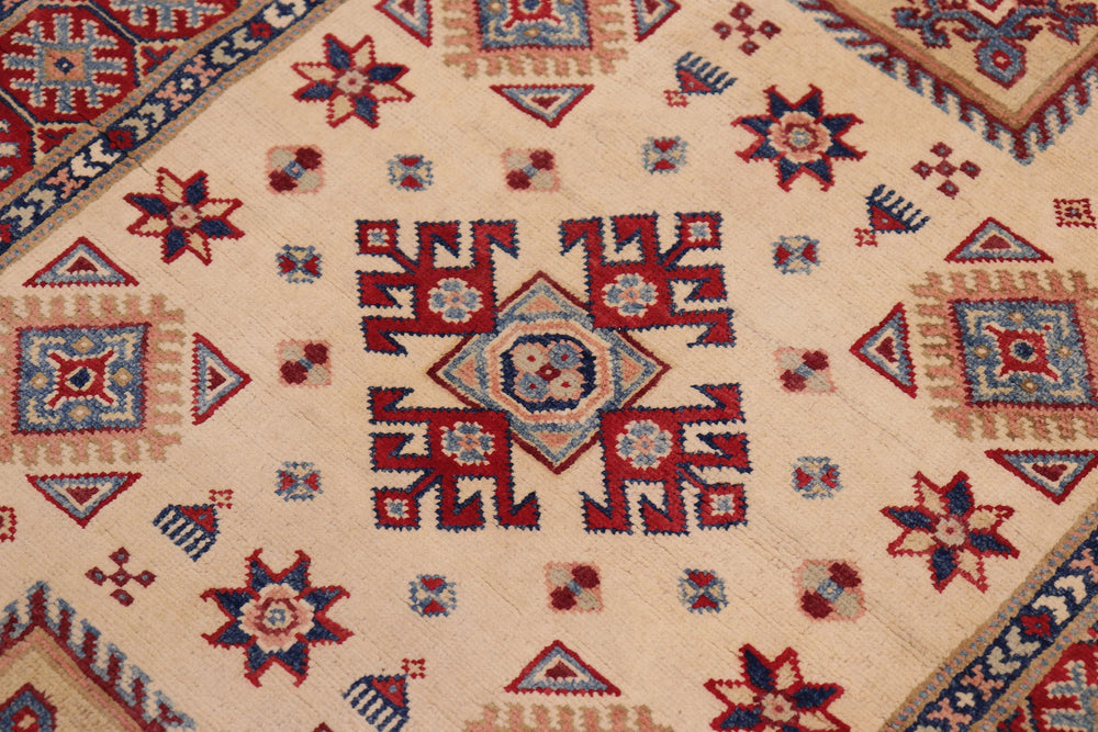handmade Geometric Kazak Gold Red Hand-made RECTANGLE 100% WOOL area rug 3'X5'