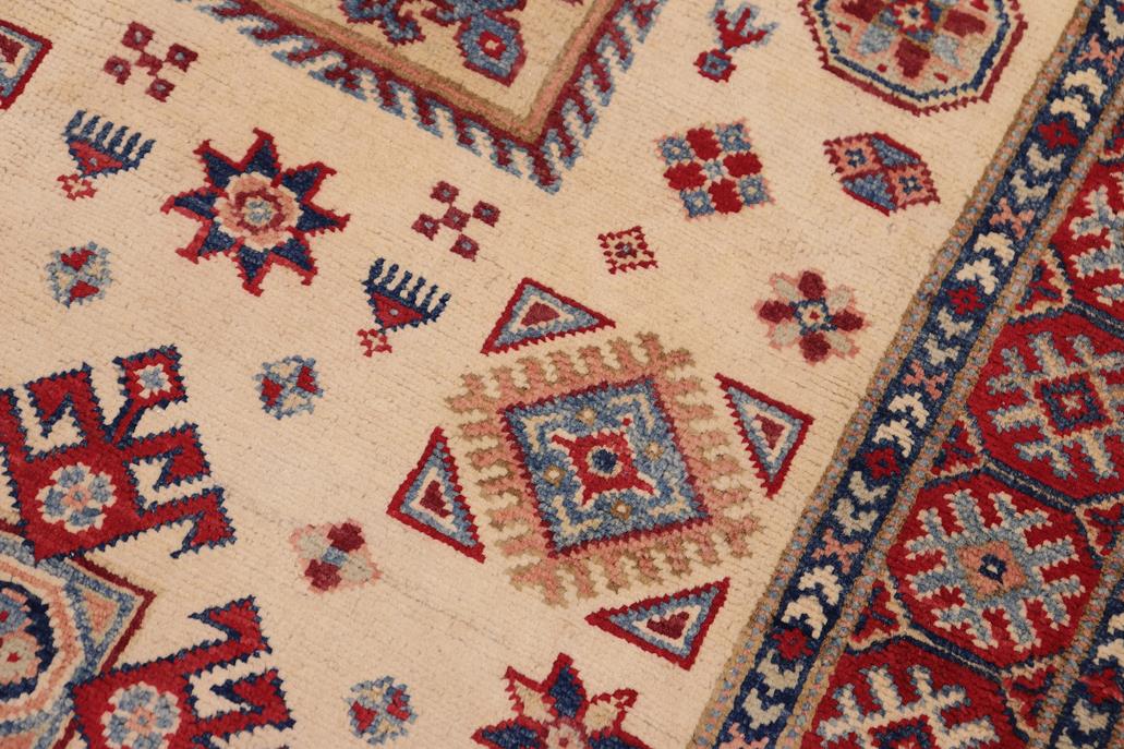 handmade Geometric Kazak Gold Red Hand-made RECTANGLE 100% WOOL area rug 3' x 5'