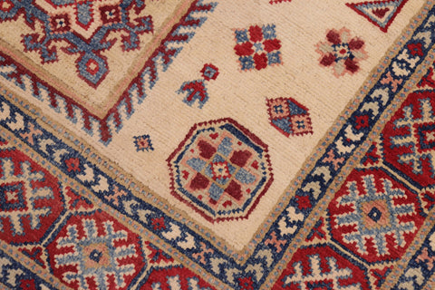 handmade Geometric Kazak Gold Red Hand-made RECTANGLE 100% WOOL area rug 3'X5'