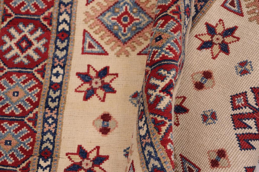 handmade Geometric Kazak Gold Red Hand-made RECTANGLE 100% WOOL area rug 3' x 5'