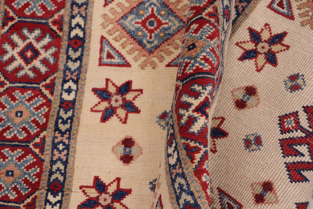 handmade Geometric Kazak Gold Red Hand-made RECTANGLE 100% WOOL area rug 3'X5'