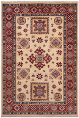 handmade Geometric Kazak Gold Red Hand-made RECTANGLE 100% WOOL area rug 3' x 5'
