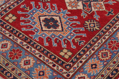 handmade Geometric Kazak Red Lt. Blue Hand-made RECTANGLE 100% WOOL area rug 3' x 5'