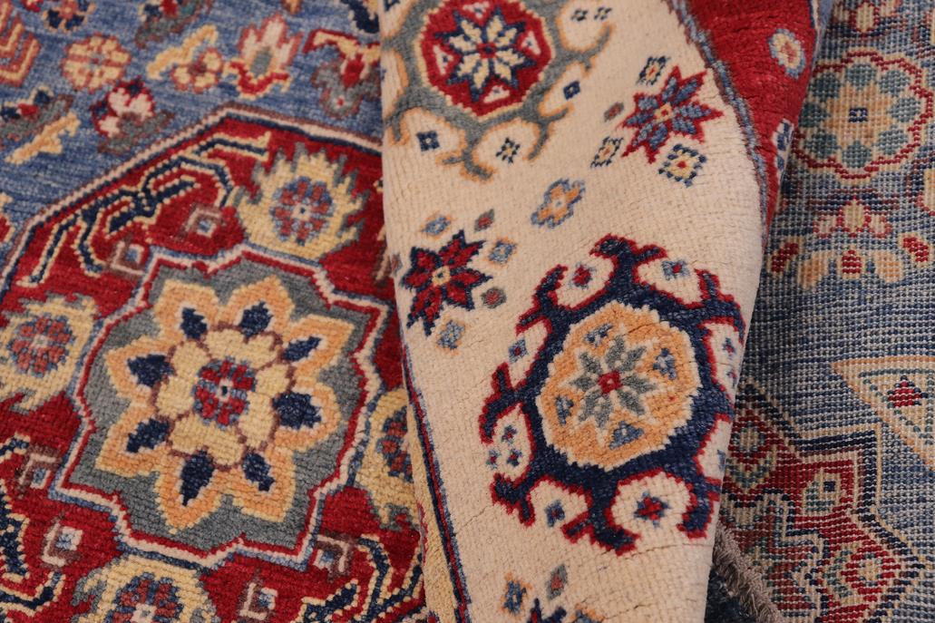 handmade Geometric Kazak Lt. Blue Beige Hand-made ROUND 100% WOOL area rug 8x8