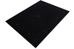 handmade Modern Gabbeh Black Black Hand-made RECTANGLE 100% WOOL area rug 8x10